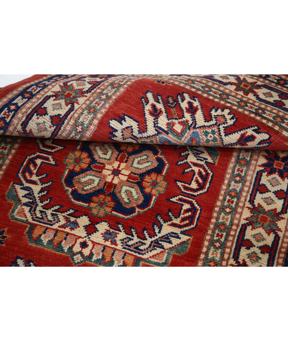 Hand Knotted Tribal Kazak Wool Rug - 2'11'' x 4'11'' 2' 11" X 4' 11" (89 X 150) / Red / Ivory