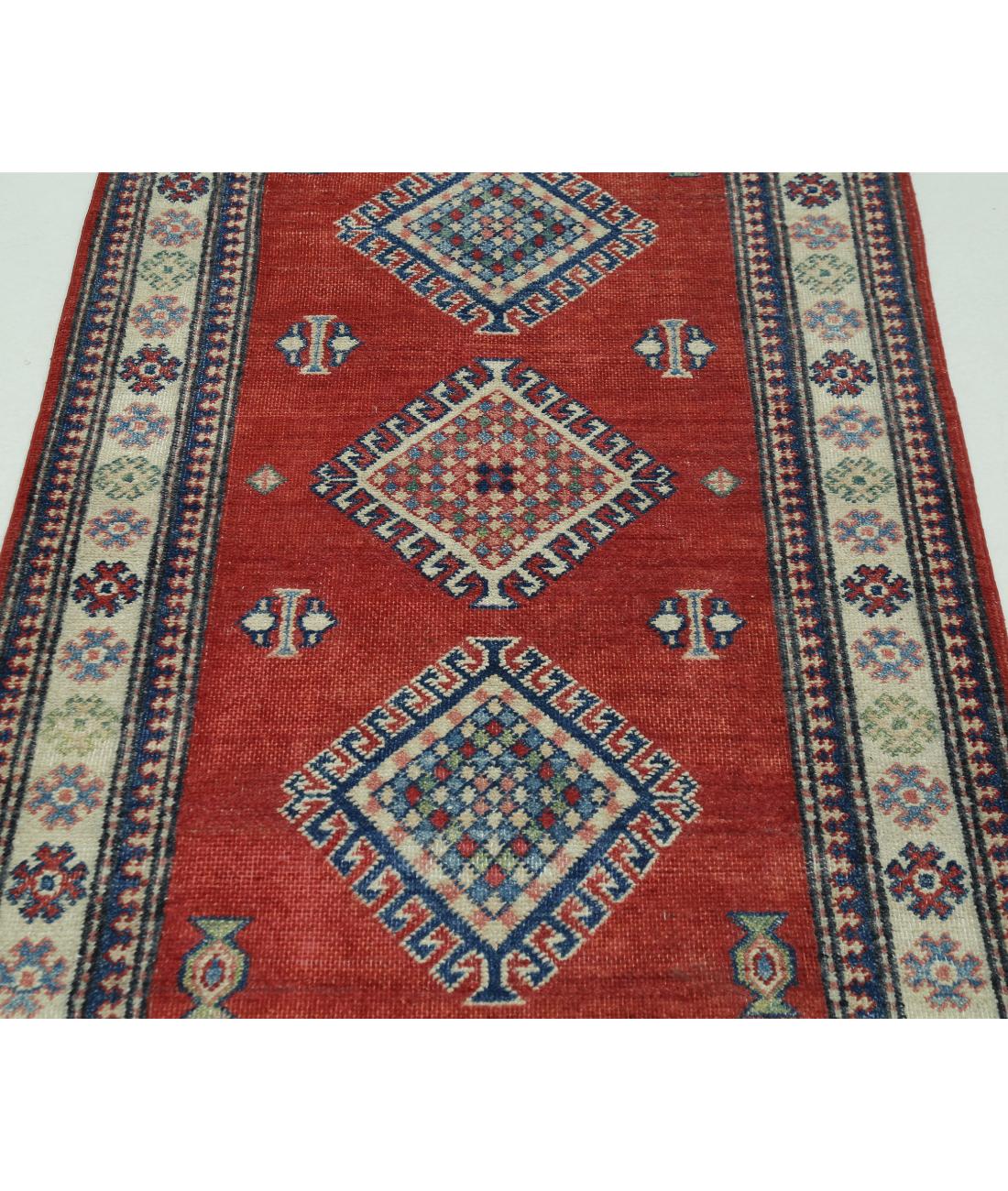 Hand Knotted Tribal Kazak Wool Rug - 2'11'' x 4'11'' 2' 11" X 4' 11" (89 X 150) / Red / Ivory
