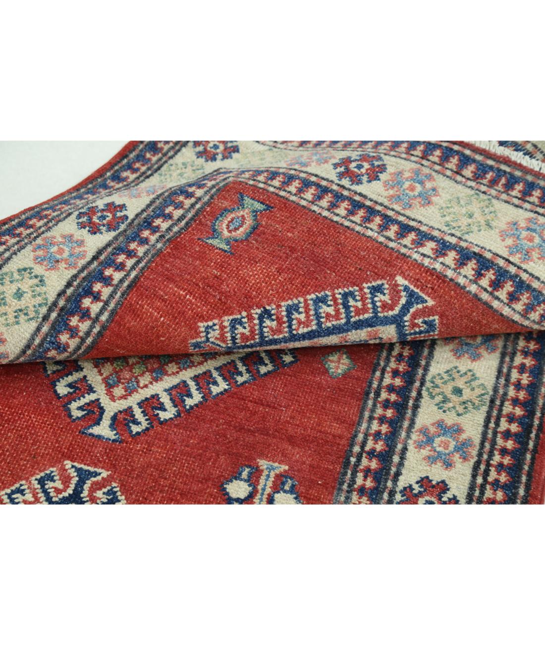 Hand Knotted Tribal Kazak Wool Rug - 2'11'' x 4'11'' 2' 11" X 4' 11" (89 X 150) / Red / Ivory