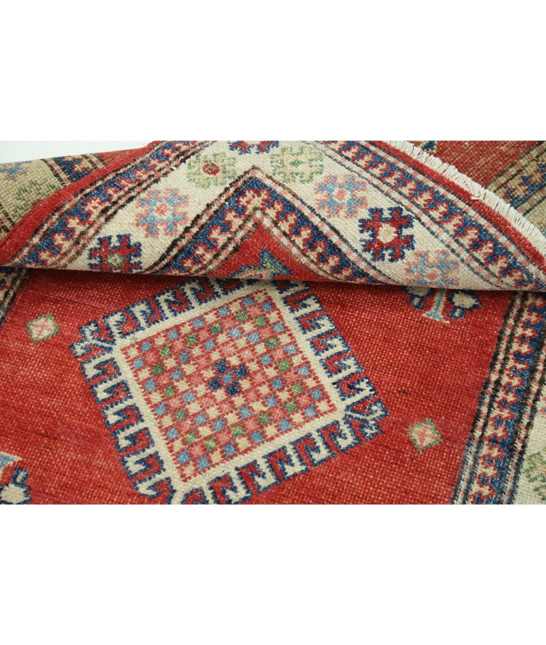 Hand Knotted Tribal Kazak Wool Rug - 3'0'' x 4'9'' 3' 0" X 4' 9" (91 X 145) / Red / Ivory
