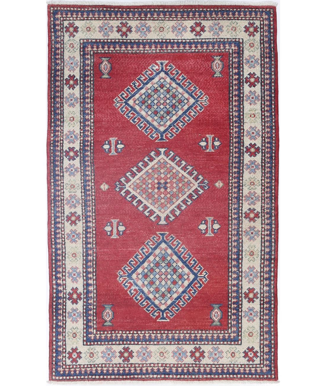 Hand Knotted Tribal Kazak Wool Rug - 2'1'' x 4'11''