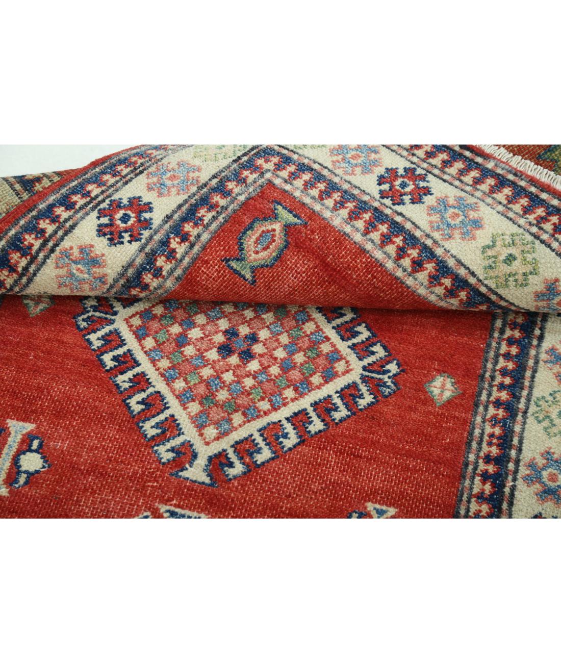 Hand Knotted Tribal Kazak Wool Rug - 2'10'' x 5'0'' 2' 10" X 5' 0" (86 X 152) / Red / Ivory