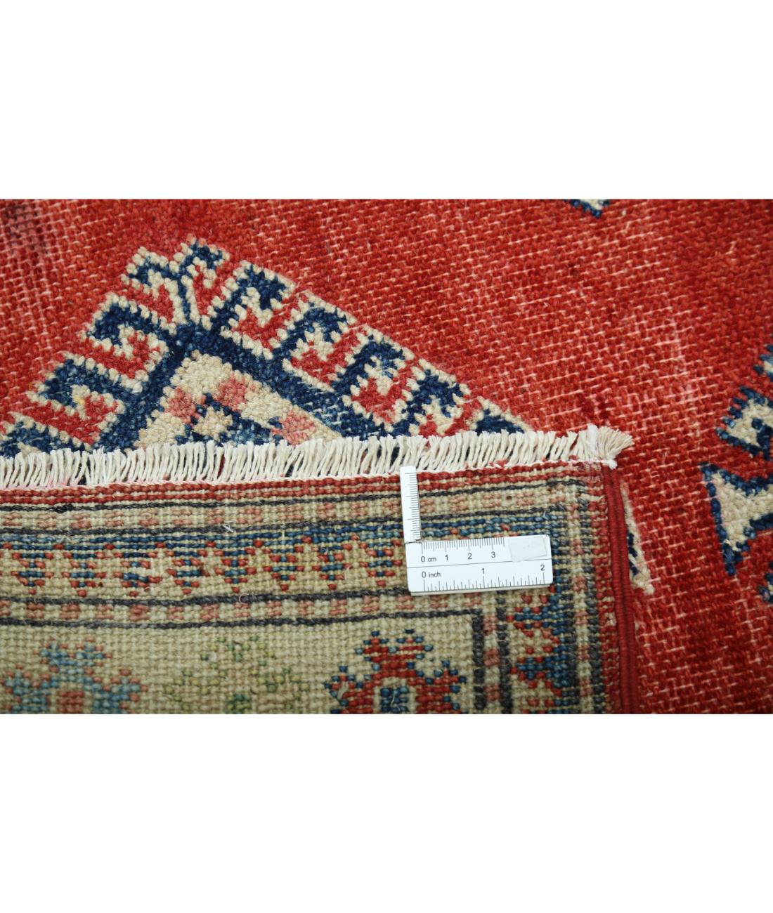 Hand Knotted Tribal Kazak Wool Rug - 2'10'' x 5'0'' 2' 10" X 5' 0" (86 X 152) / Red / Ivory
