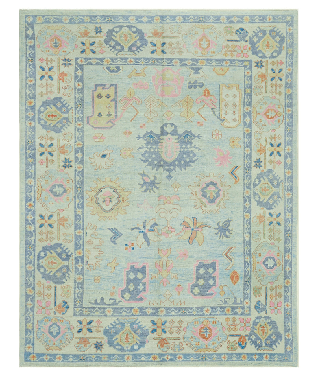 Hand Knotted Turkey Oushak Wool Rug 7&#39;9&quot; x 10&#39; 7&#39; 9&quot; X 10&#39; 1&quot; (236 X 307) / Blue / Grey