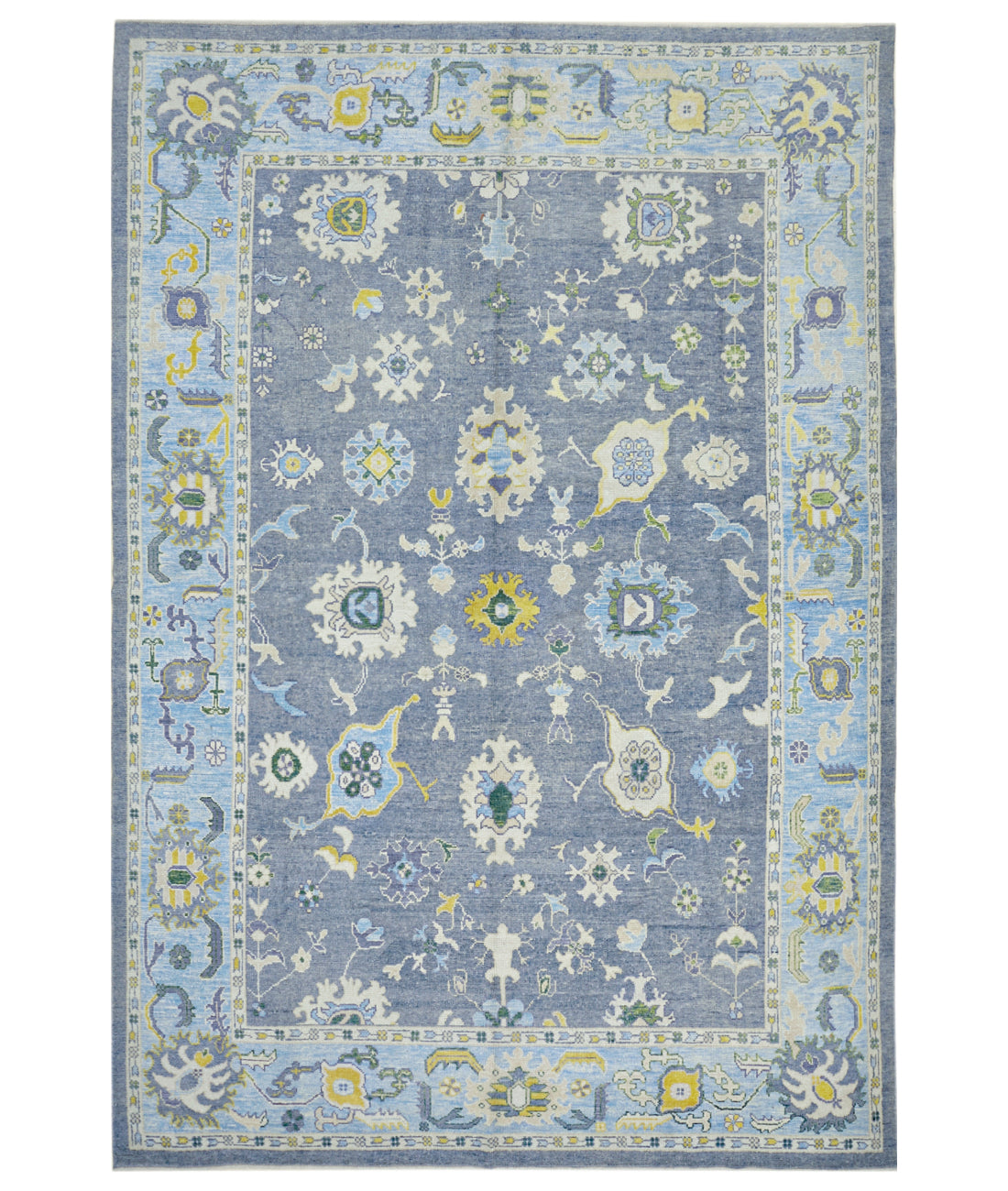 Hand Knotted Turkey Oushak Wool Rug 10&#39; x 14&#39;9&quot; 10&#39; 1&quot; X 14&#39; 9&quot; (307 X 450) / Grey / Blue