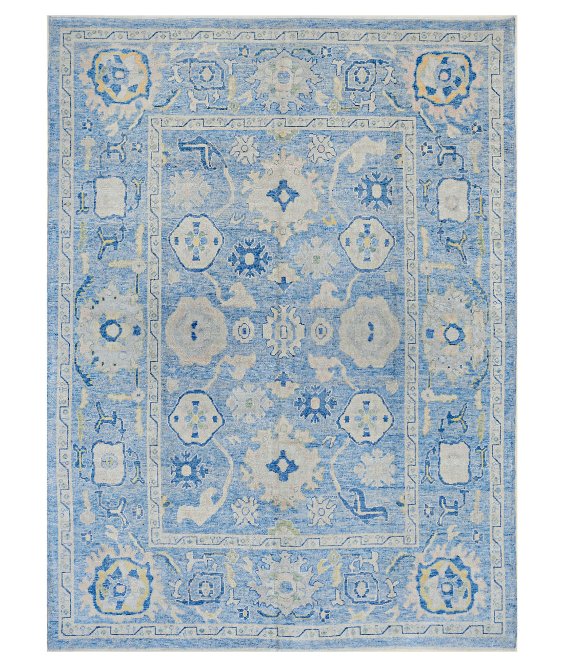 Hand Knotted Turkey Oushak Wool Rug 9&#39;7&quot; x 12&#39;11&quot; 9&#39; 7&quot; X 12&#39; 11&quot; (292 X 394) / Blue / Ivory
