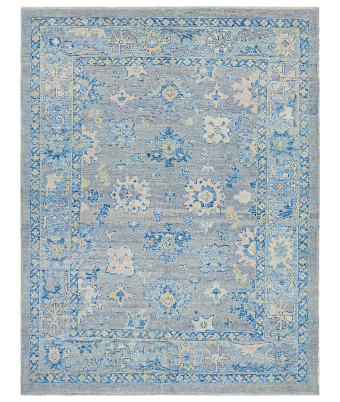Hand Knotted Turkey Oushak Wool Rug 7&#39;11&quot; x 10&#39;2&quot; 7&#39; 11&quot; X 10&#39; 2&quot; (241 X 310) / Grey / Blue