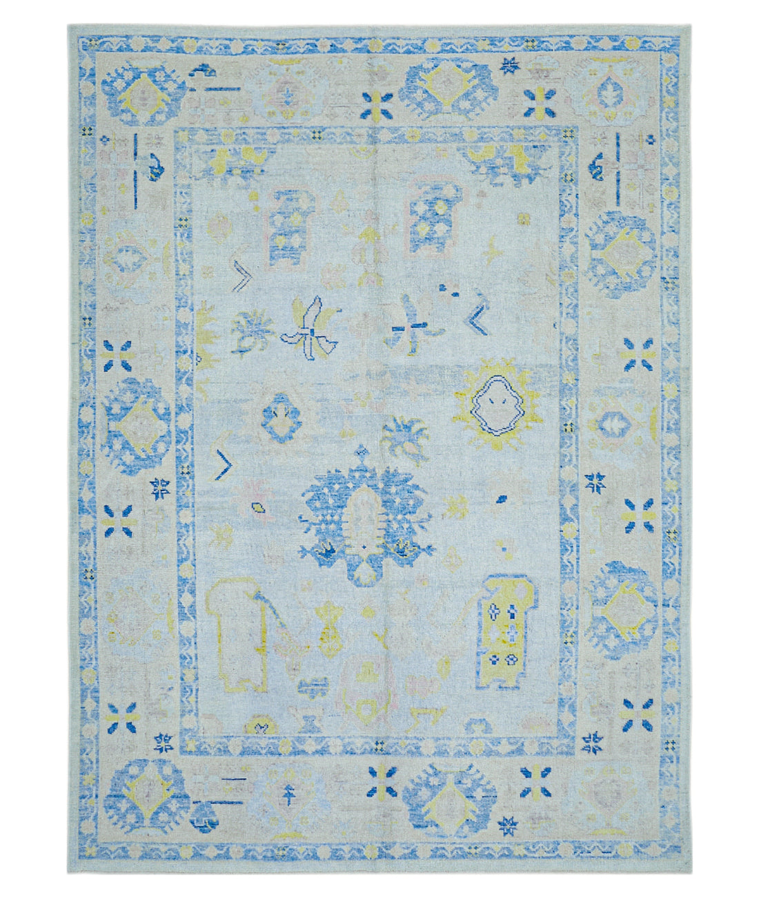 Hand Knotted Turkey Oushak Wool Rug 8&#39; x 10&#39;11&quot; 8&#39; 1&quot; X 10&#39; 11&quot; (246 X 333) / Blue / Taupe