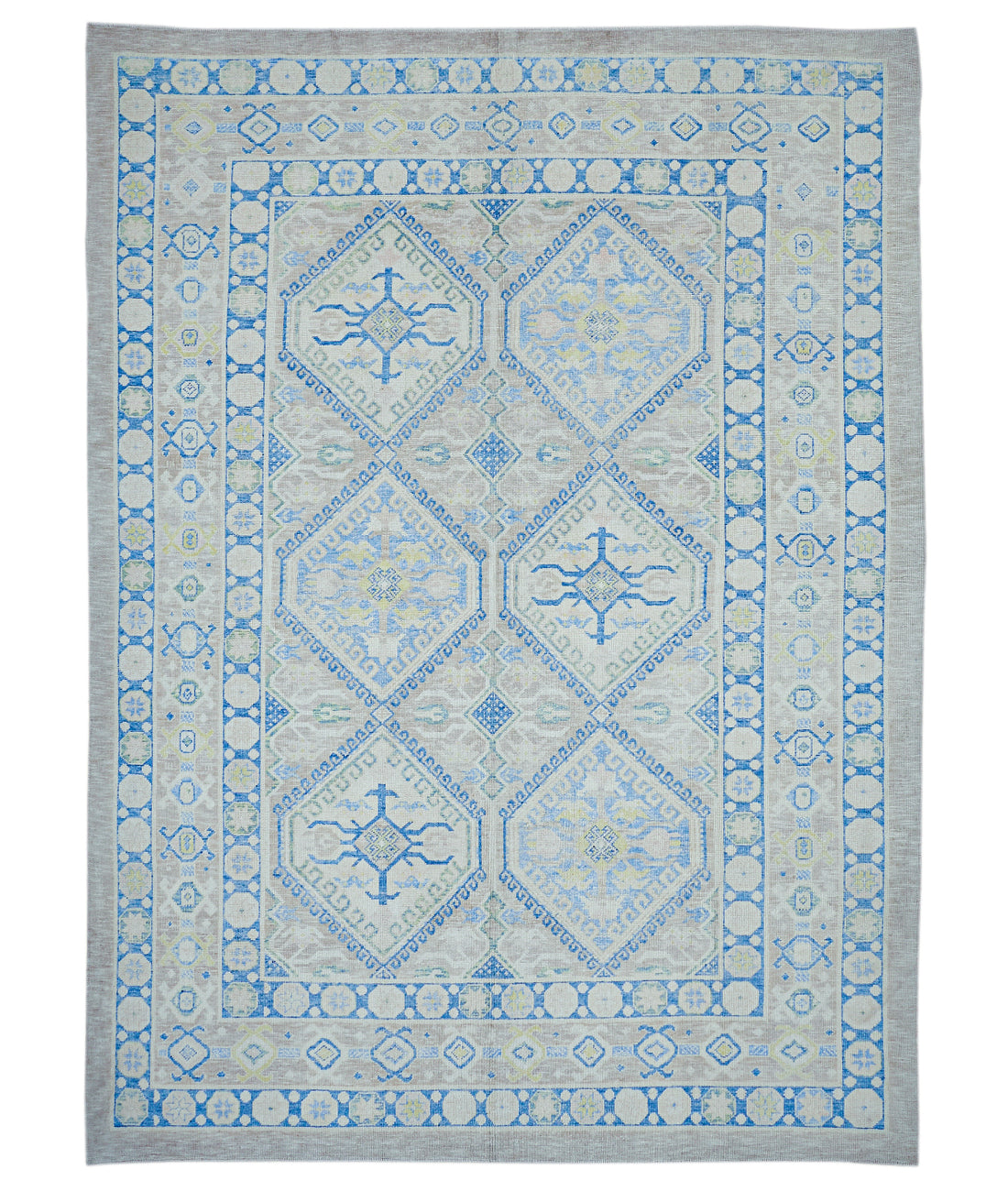 Hand Knotted Turkey Oushak Wool Rug 10&#39;5&quot; x 14&#39; 10&#39; 5&quot; X 14&#39; 1&quot; (318 X 429) / Taupe / Blue