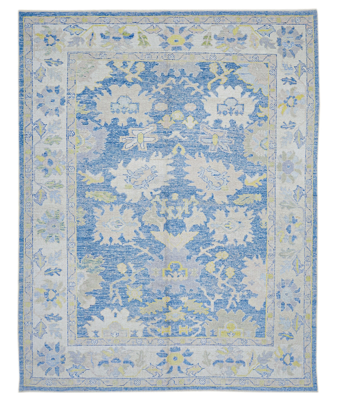 Hand Knotted Turkey Oushak Wool Rug 8&#39;2&quot; x 10&#39;4&quot; 8&#39; 2&quot; X 10&#39; 4&quot; (249 X 315) / Blue / Ivory
