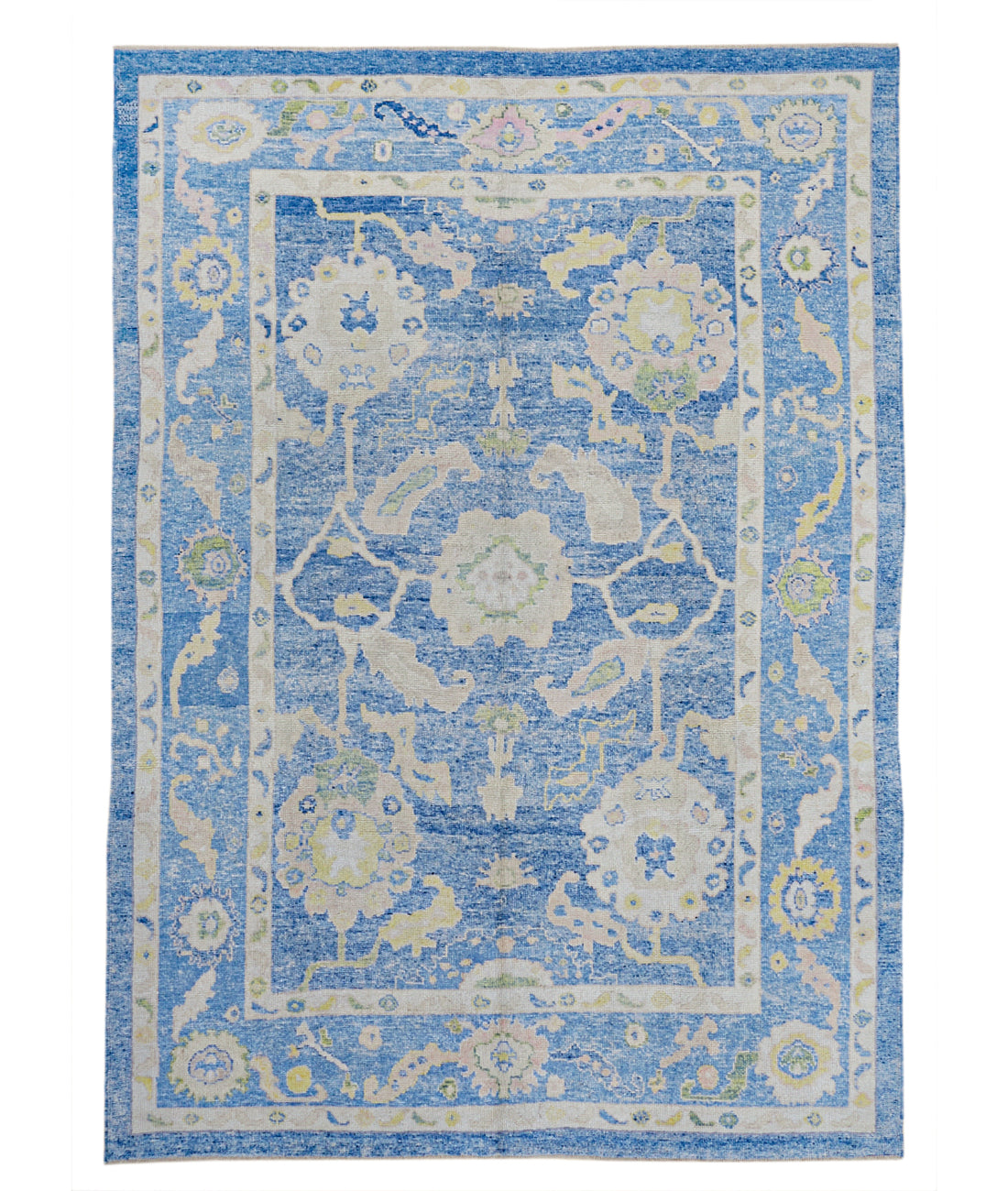 Hand Knotted Turkey Oushak Wool Rug 7&#39;11&quot; x 11&#39;3&quot; 7&#39; 11&quot; X 11&#39; 3&quot; (241 X 343) / Blue / Ivory