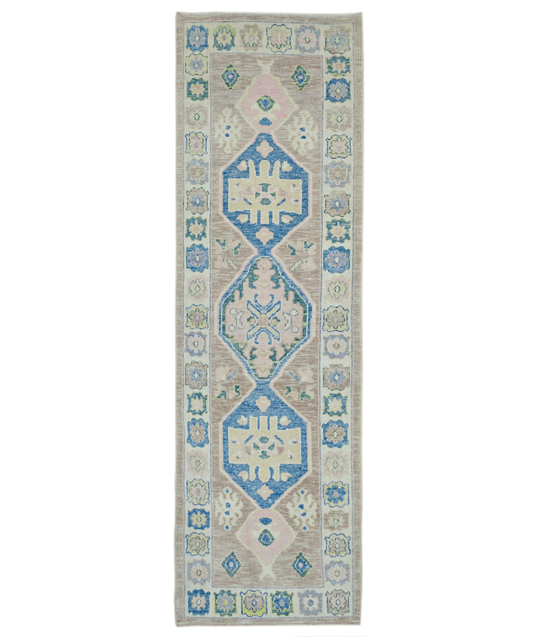 Hand Knotted Turkey Oushak Wool Rug 3&#39;3&quot; x 10&#39;8&quot; 3&#39; 3&quot; X 10&#39; 8&quot; (99 X 325) / Taupe / Ivory