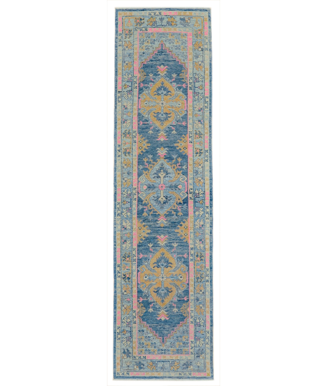 Hand Knotted Turkey Oushak Wool Rug 2&#39;11&quot; x 11&#39;3&quot; 2&#39; 11&quot; X 11&#39; 3&quot; (89 X 343) / Blue / Grey
