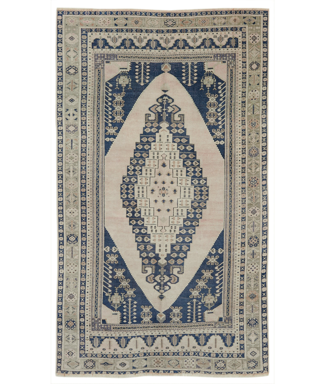 Hand Knotted Turkey Taspinar Wool Rug 5&#39;5&quot; x 9&#39;6&quot; 5&#39; 5&quot; X 9&#39; 6&quot; (165 X 290) / Ivory / Blue