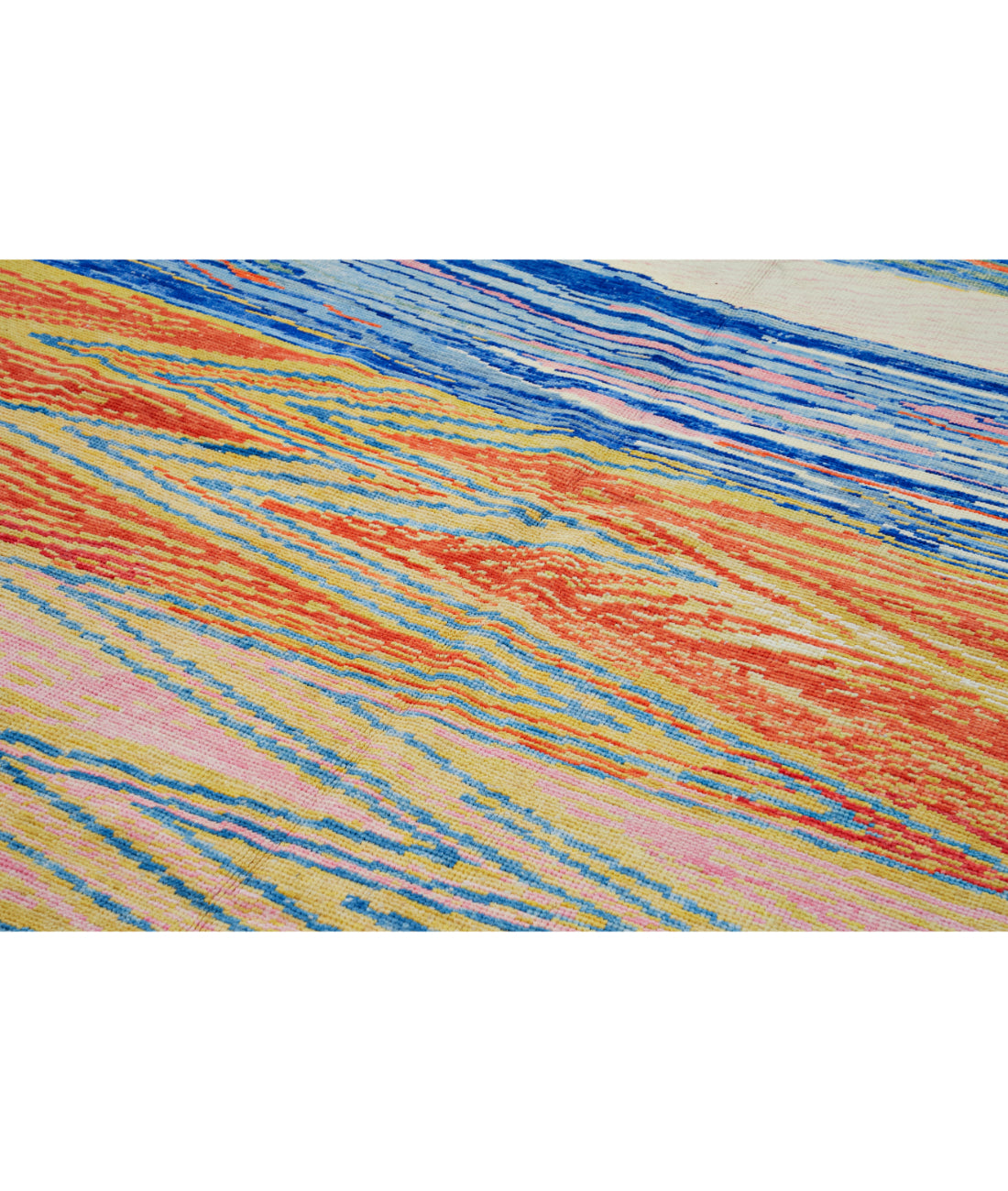 Hand Knotted Turkey ZigZag Wool Rug 8'2" x 9'8" 8' 2" X 9' 8" (249 X 295) / Blue / Orange