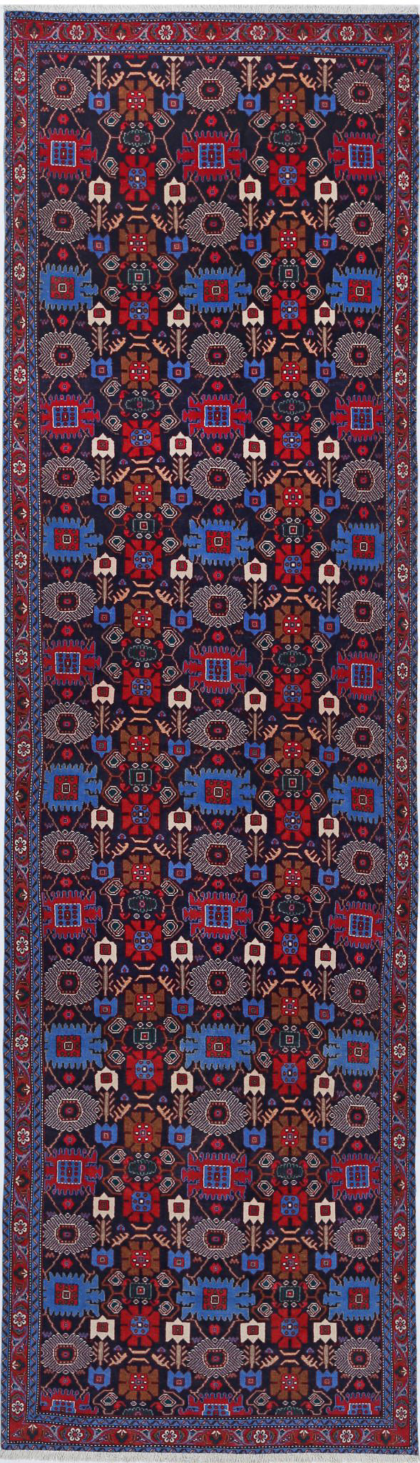 Hand Knotted Oriental Varamin Wool Rug - 3'3'' x 12'8''