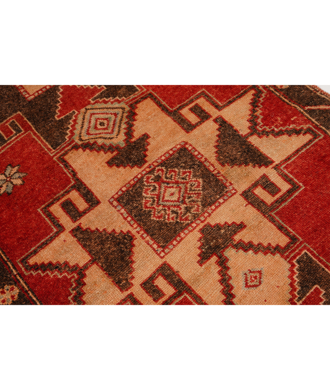 Hand Knotted Vintage Turkish Anatolian Wool Rug - 3'7'' x 12'2'' 3' 7" X 12' 2" (109 X 371) / Red / Brown