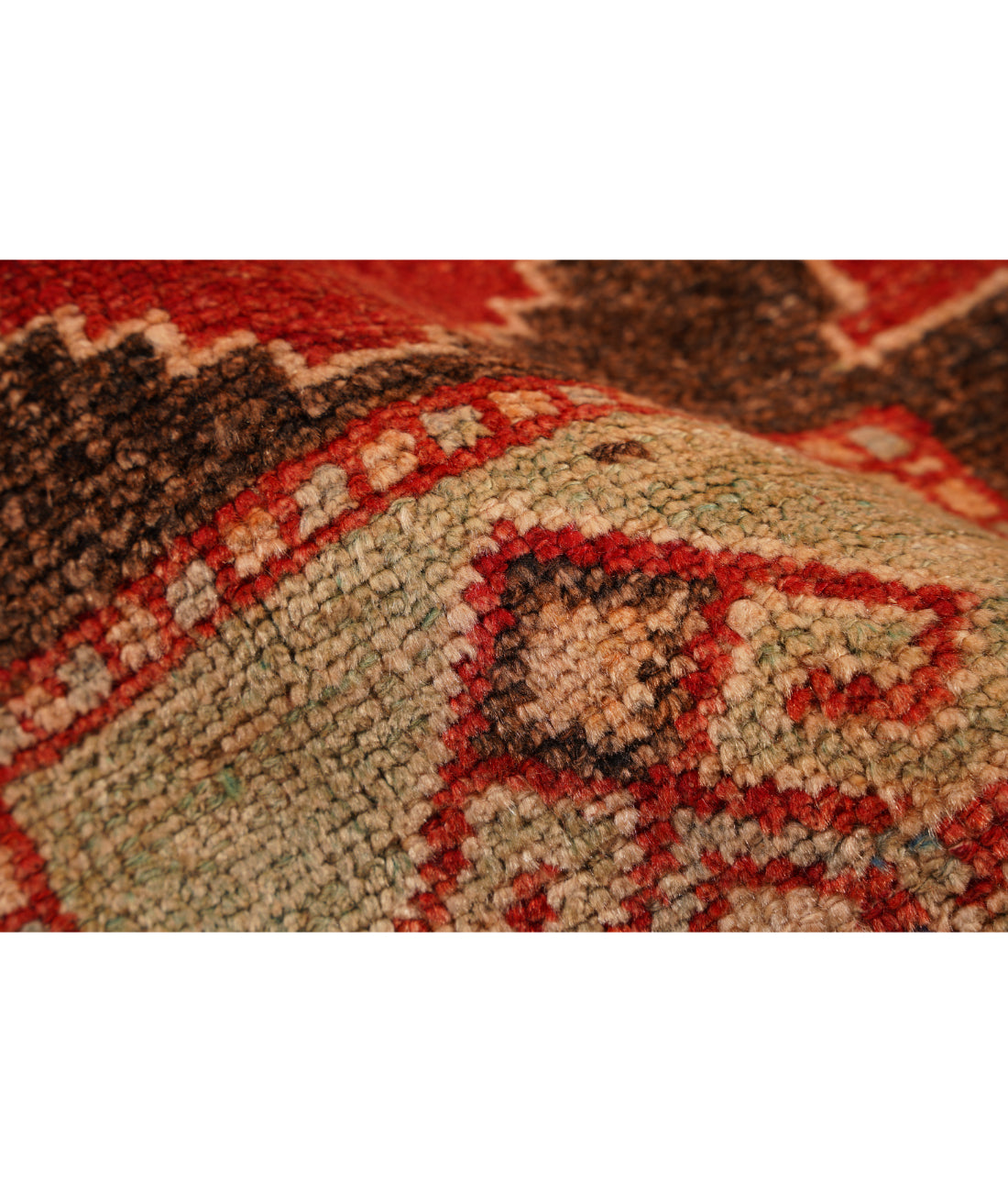 Hand Knotted Vintage Turkish Anatolian Wool Rug - 3'7'' x 12'2'' 3' 7" X 12' 2" (109 X 371) / Red / Brown