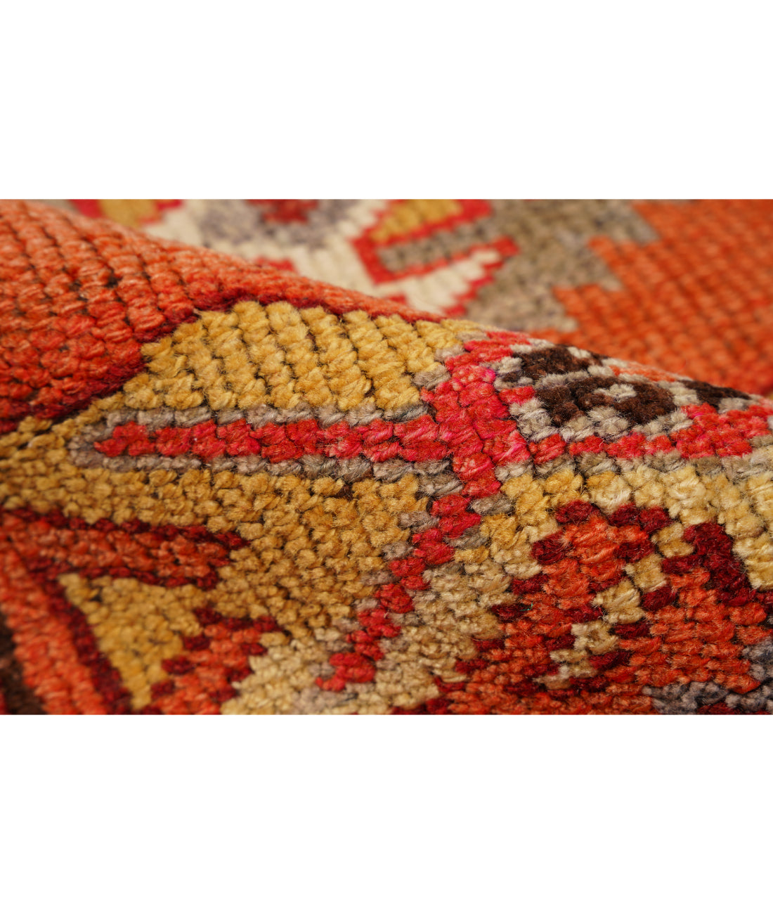 Hand Knotted Vintage Turkish Herki Wool Rug - 2'11'' x 10'10'' 2' 11" X 10' 10" (89 X 330) / Orange / Ivory