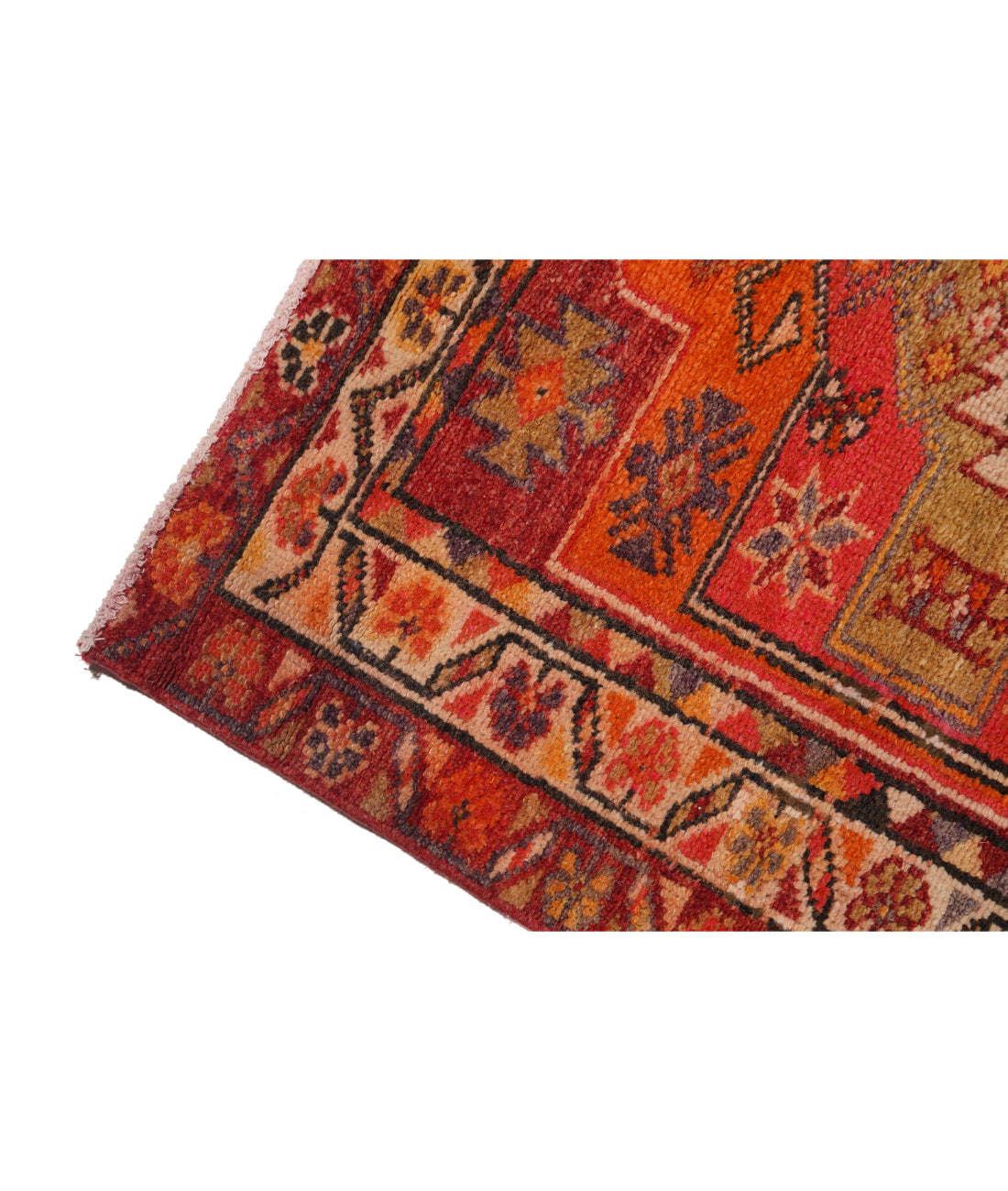 Hand Knotted Vintage Turkish Herki Wool Rug - 3'2'' x 12'4'' 3' 2" X 12' 4" (97 X 376) / Burgundy / Ivory