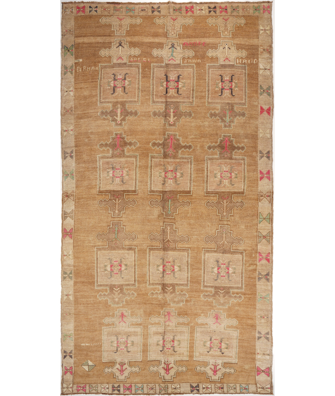 Hand Knotted Vintage Turkish Kars Wool Rug - 7&#39;2&#39;&#39; x 13&#39;10&#39;&#39; 7&#39; 2&quot; X 13&#39; 10&quot; (218 X 422) / Taupe / Ivory