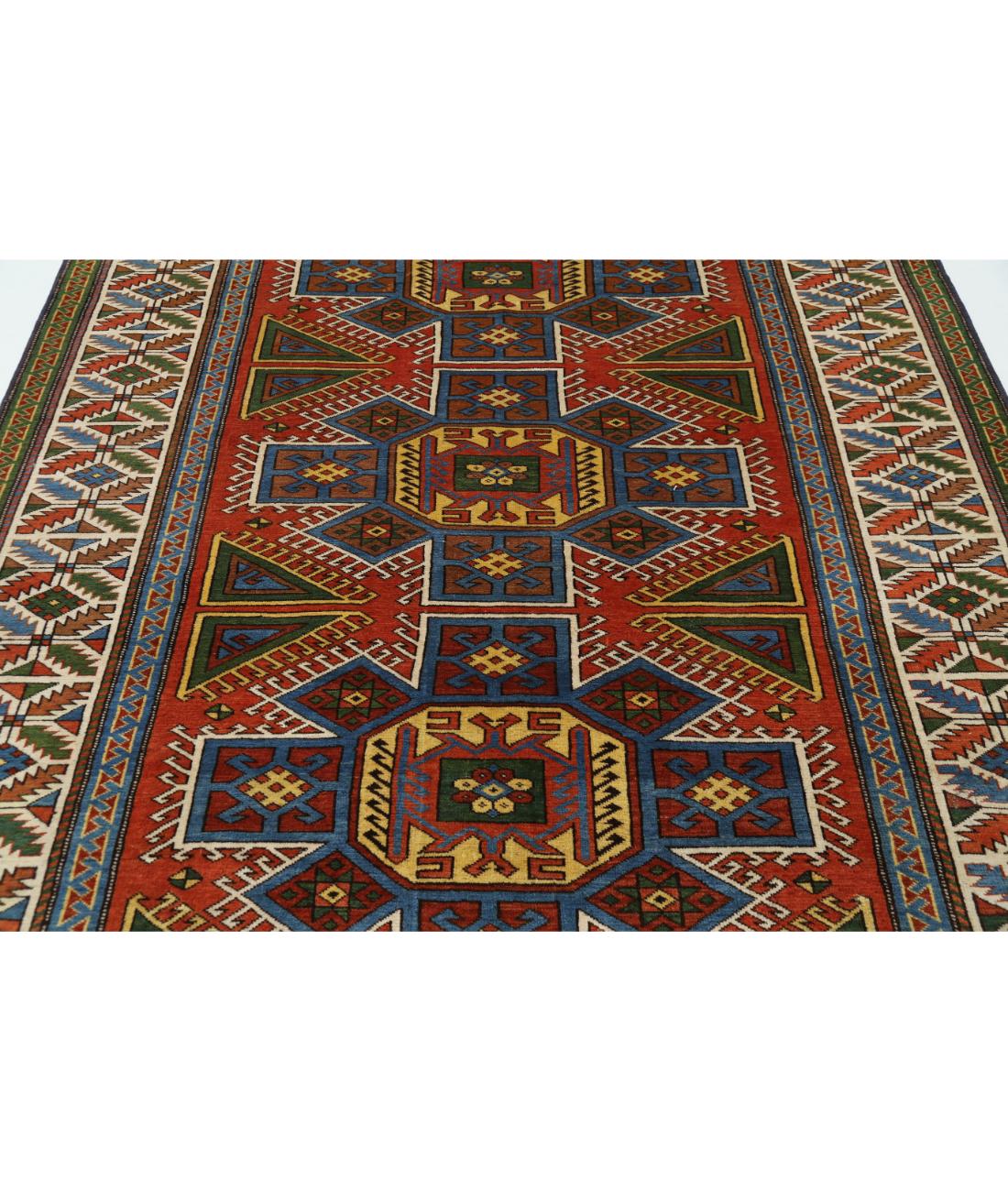 Hand Knotted Vintage Turkish Kars Wool Rug - 6'4'' x 8'6'' 6' 4" X 8' 6" (193 X 259) / Rust / Ivory