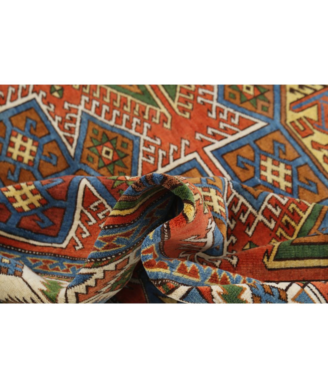 Hand Knotted Vintage Turkish Kars Wool Rug - 6'4'' x 8'6'' 6' 4" X 8' 6" (193 X 259) / Rust / Ivory