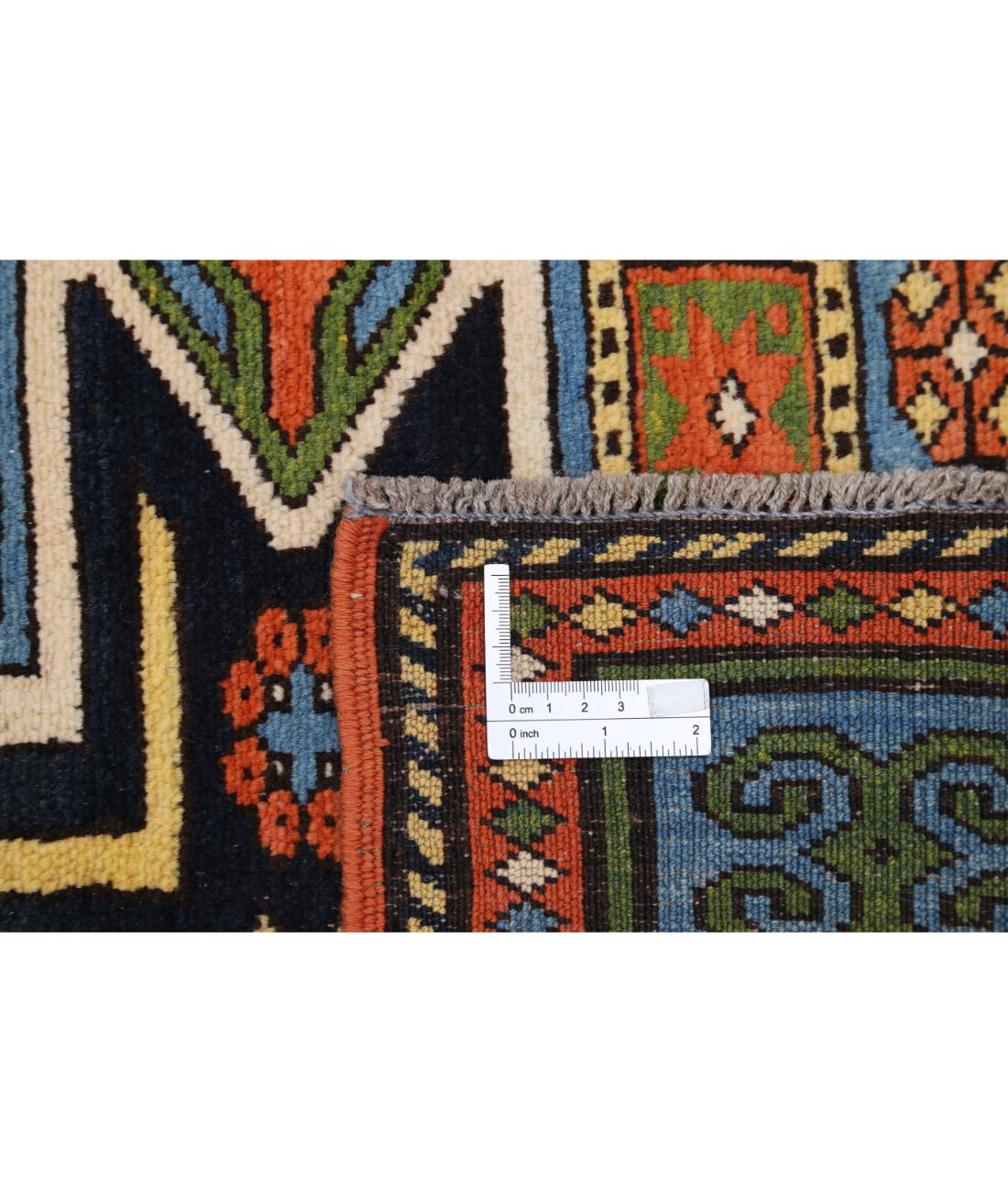 Hand Knotted Vintage Turkish Kars Wool Rug - 6'0'' x 7'8'' 6' 0" X 7' 8" (183 X 234) / Rust / Blue
