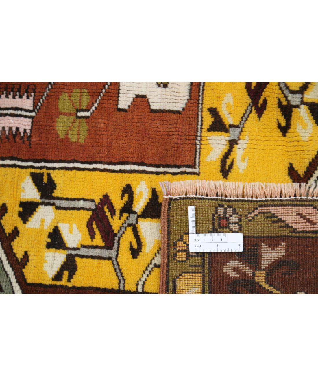 Hand Knotted Vintage Turkish Kars Wool Rug - 3'10'' x 6'6'' 3' 10" X 6' 6" (117 X 198) / Gold / Ivory