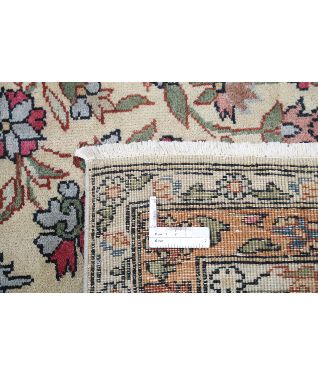 Hand Knotted Vintage Turkish Kayseri Wool Rug - 9'1'' x 13'1'' 9' 1" X 13' 1" (277 X 399) / Ivory / Grey