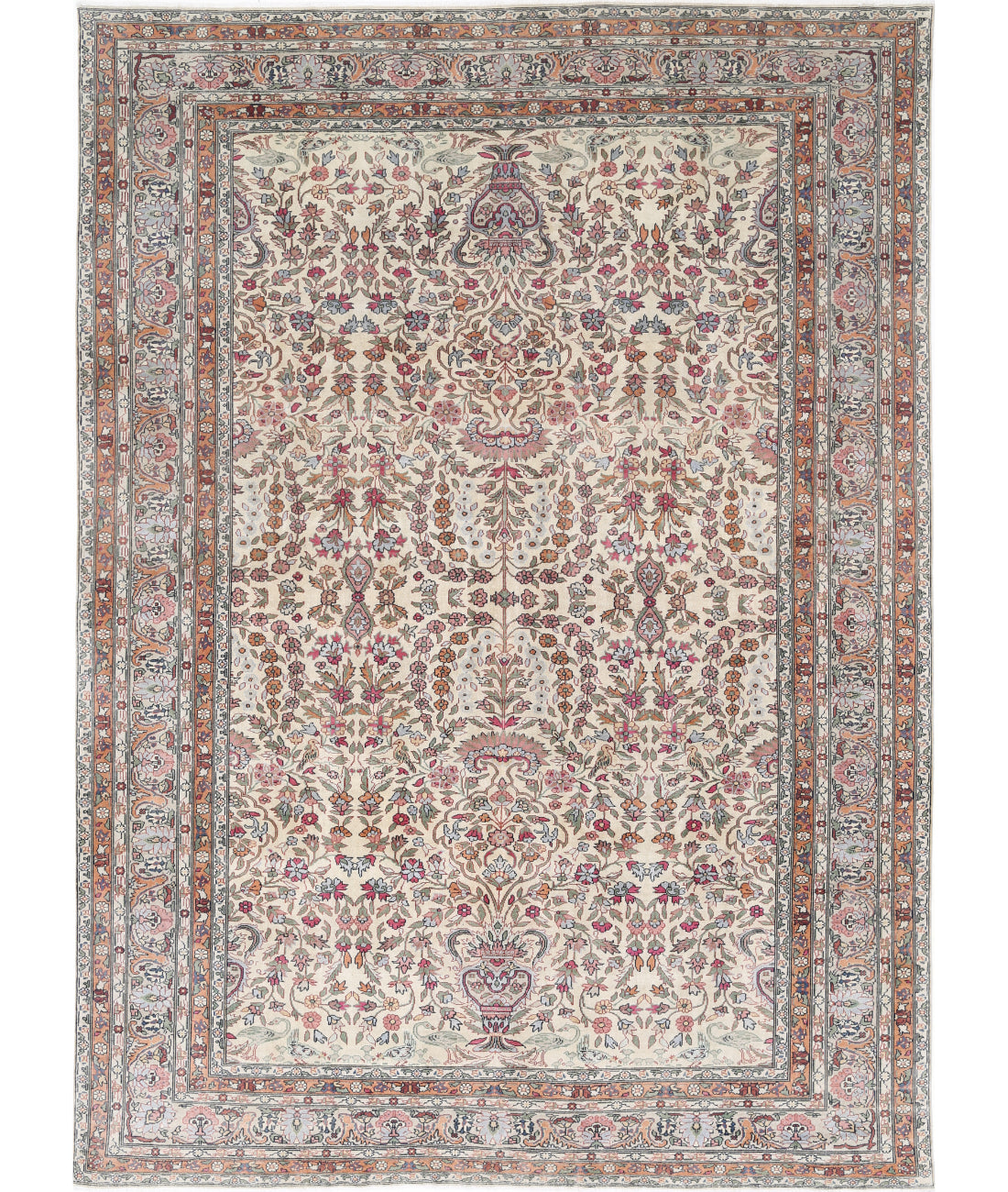 Hand Knotted Vintage Turkish Kayseri Wool Rug - 9'1'' x 13'1''
