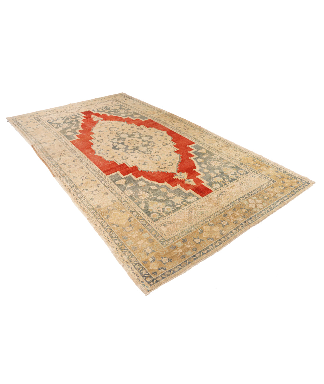 Hand Knotted Vintage Turkish Taspinar Wool Rug - 6'5'' x 11'8'' 6' 5" X 11' 8" (196 X 356) / Red / Taupe