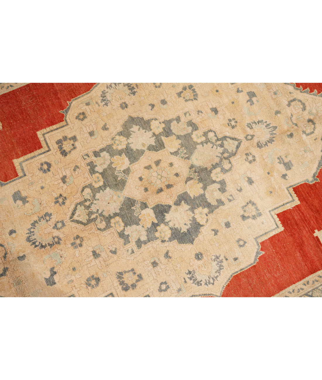 Hand Knotted Vintage Turkish Taspinar Wool Rug - 6'5'' x 11'8'' 6' 5" X 11' 8" (196 X 356) / Red / Taupe