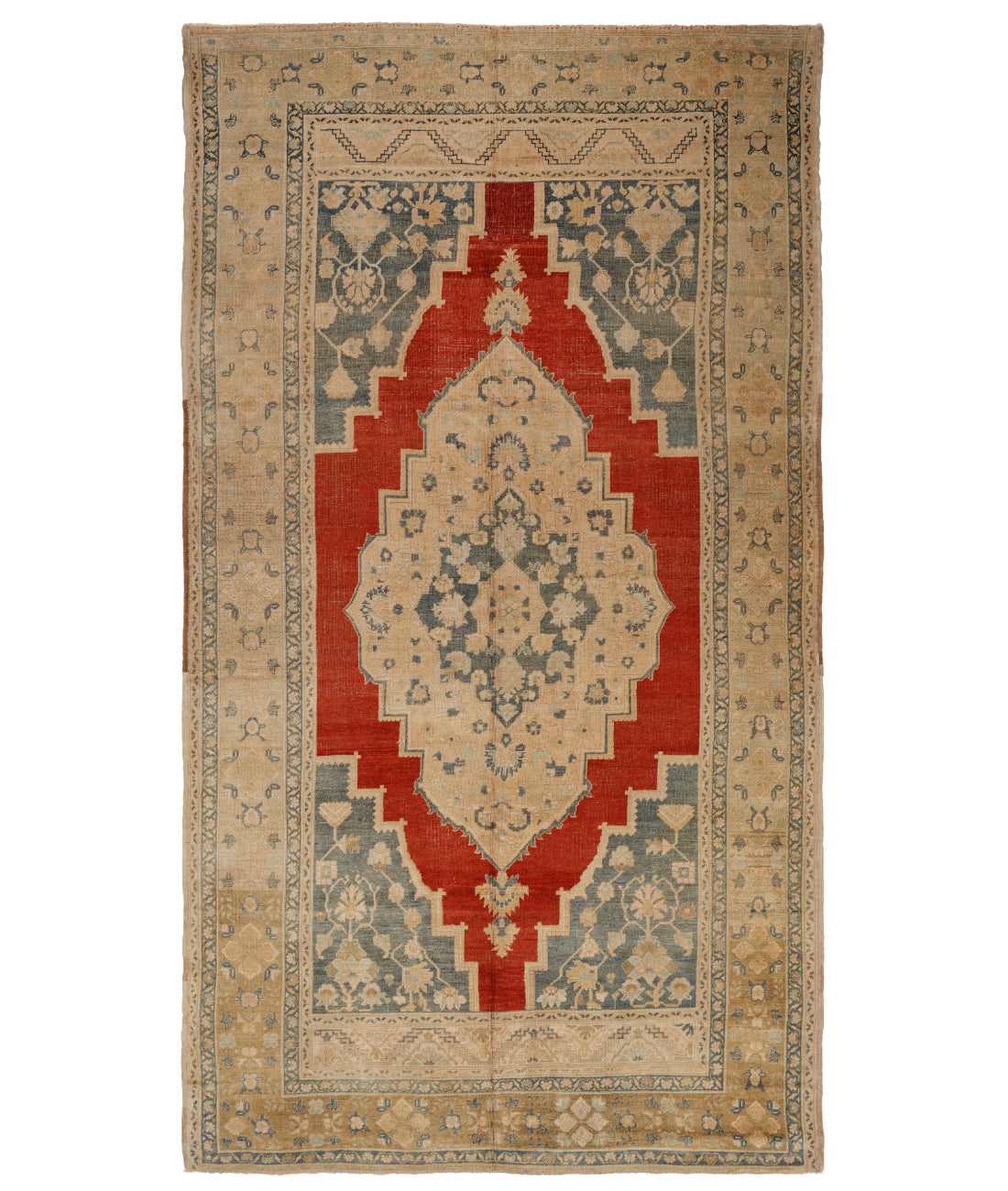 Hand Knotted Vintage Turkish Taspinar Wool Rug - 6&#39;5&#39;&#39; x 11&#39;8&#39;&#39; 6&#39; 5&quot; X 11&#39; 8&quot; (196 X 356) / Red / Taupe