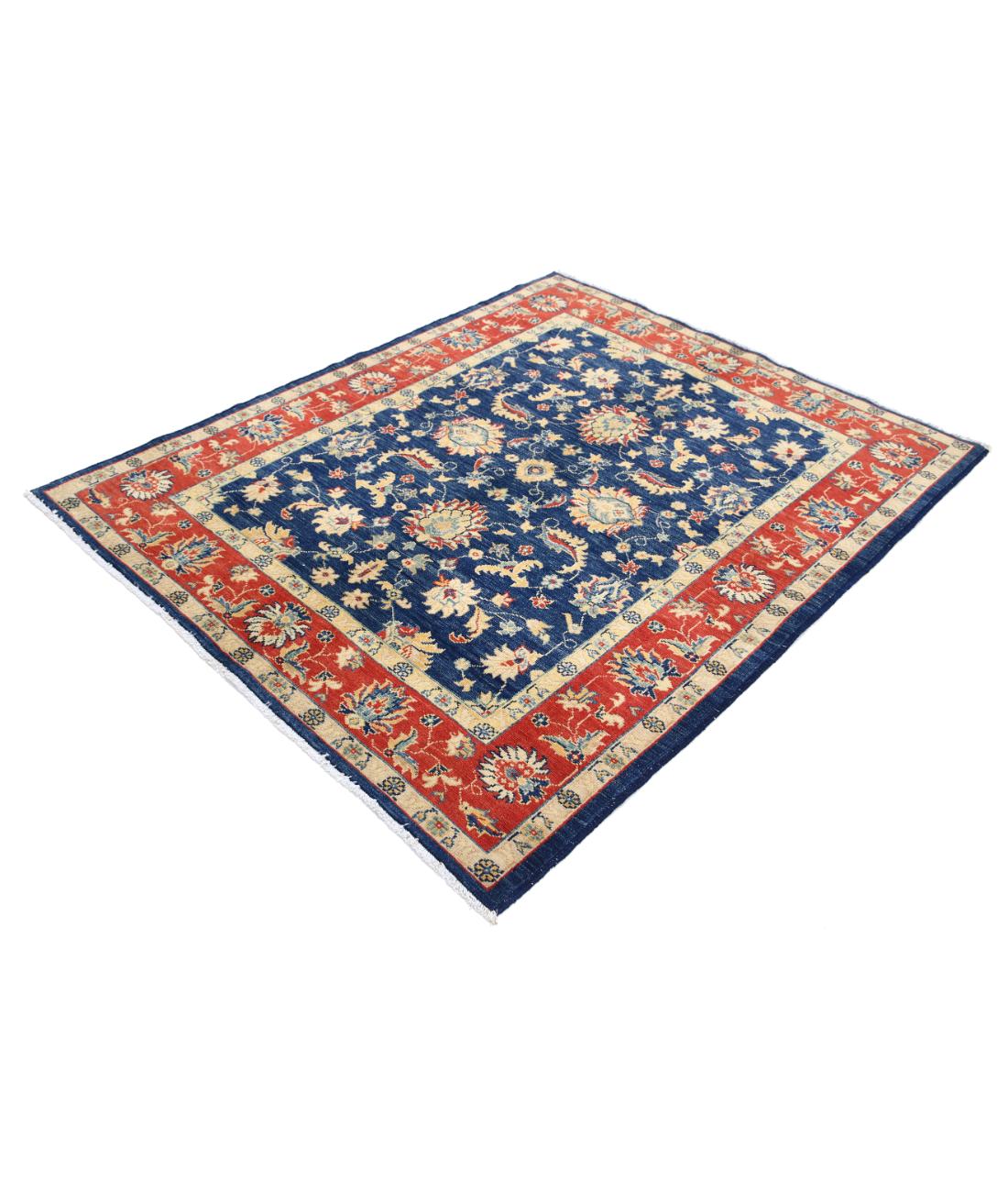 Hand Knotted Ziegler Farhan Gul Wool Rug - 4'9'' x 5'9'' 4' 9" X 5' 9" (145 X 175) / Blue / Red