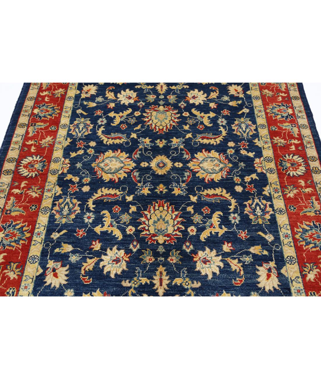 Hand Knotted Ziegler Farhan Gul Wool Rug - 4'9'' x 5'9'' 4' 9" X 5' 9" (145 X 175) / Blue / Red