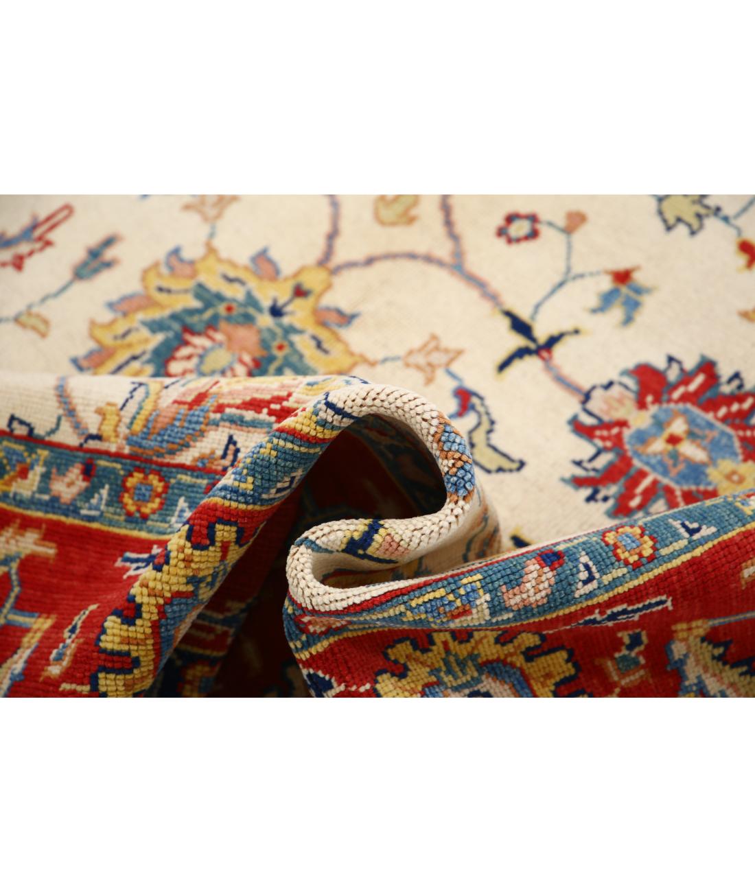 Hand Knotted Ziegler Farhan Gul Wool Rug - 6'6'' x 9'9'' 6' 6" X 9' 9" (198 X 297) / Ivory / Red