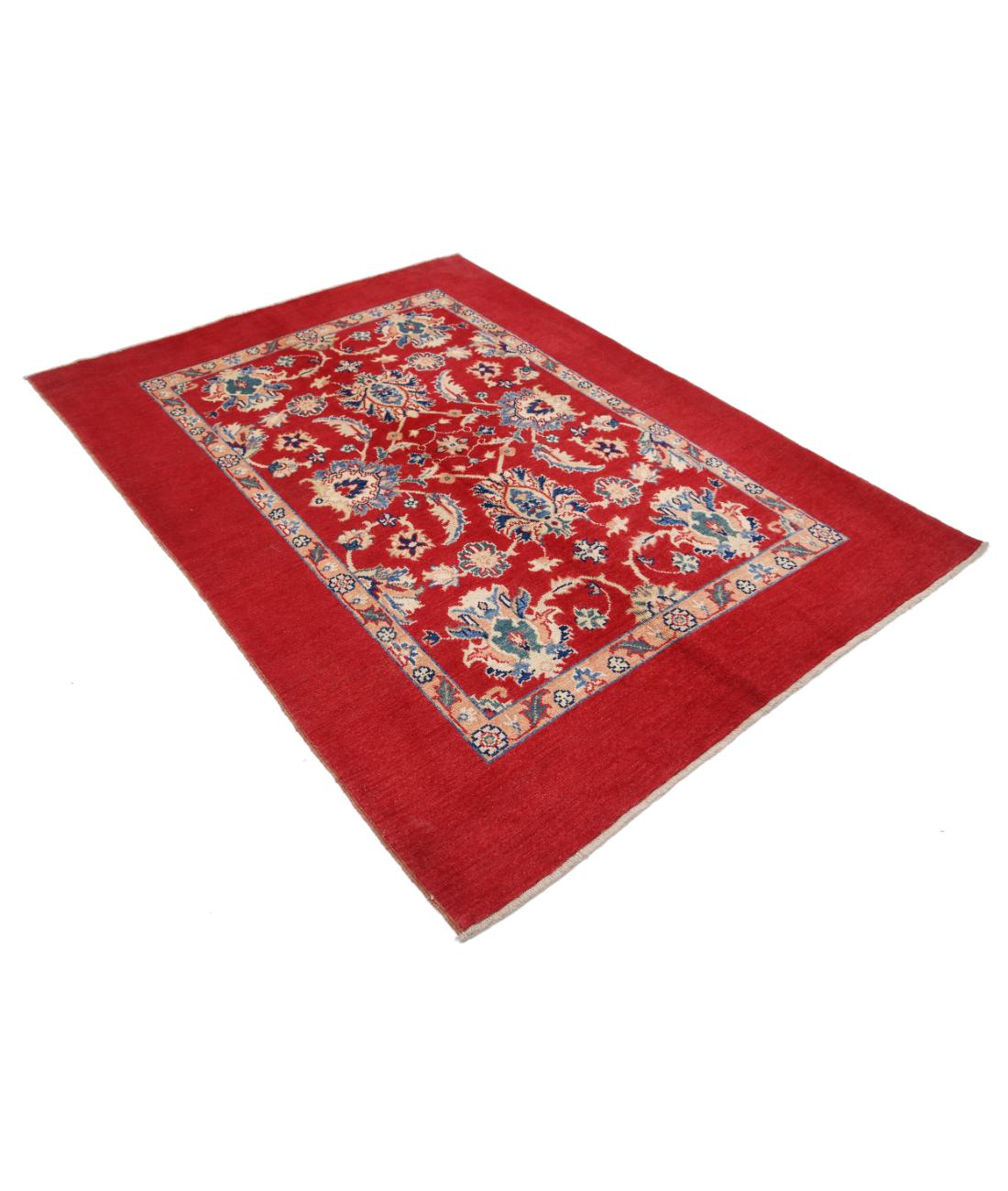 Hand Knotted Ziegler Farhan Gul Wool Rug - 4'10'' x 6'8'' 4' 10" X 6' 8" (147 X 203) / Red / Blue