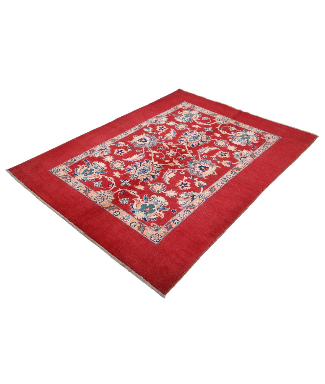 Hand Knotted Ziegler Farhan Gul Wool Rug - 4'10'' x 6'8'' 4' 10" X 6' 8" (147 X 203) / Red / Blue