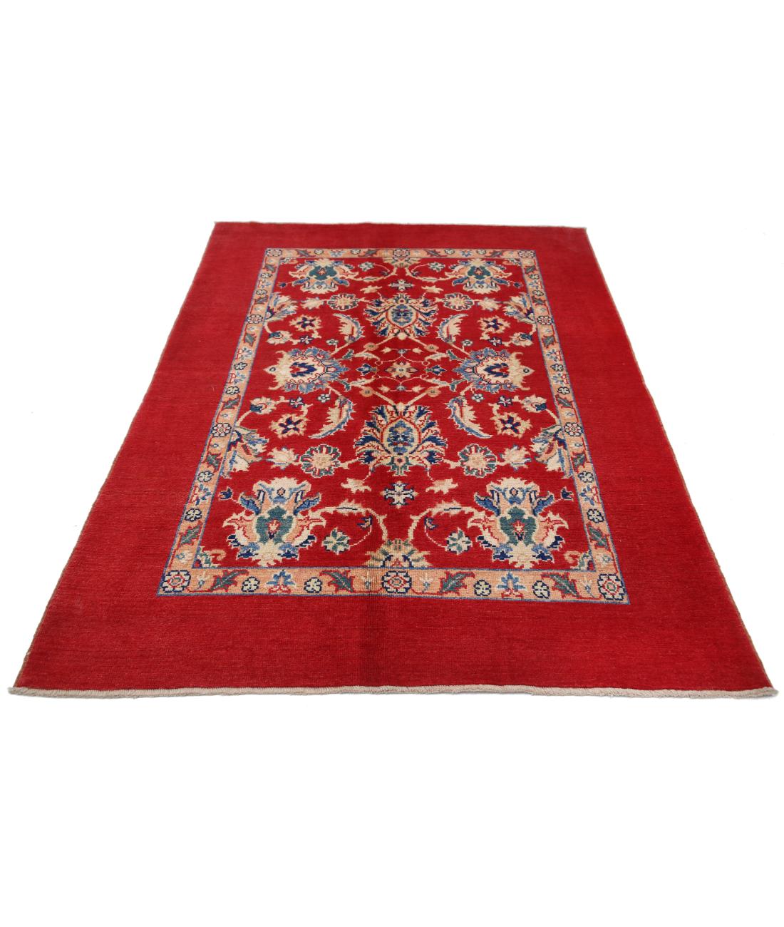 Hand Knotted Ziegler Farhan Gul Wool Rug - 4'10'' x 6'8'' 4' 10" X 6' 8" (147 X 203) / Red / Blue