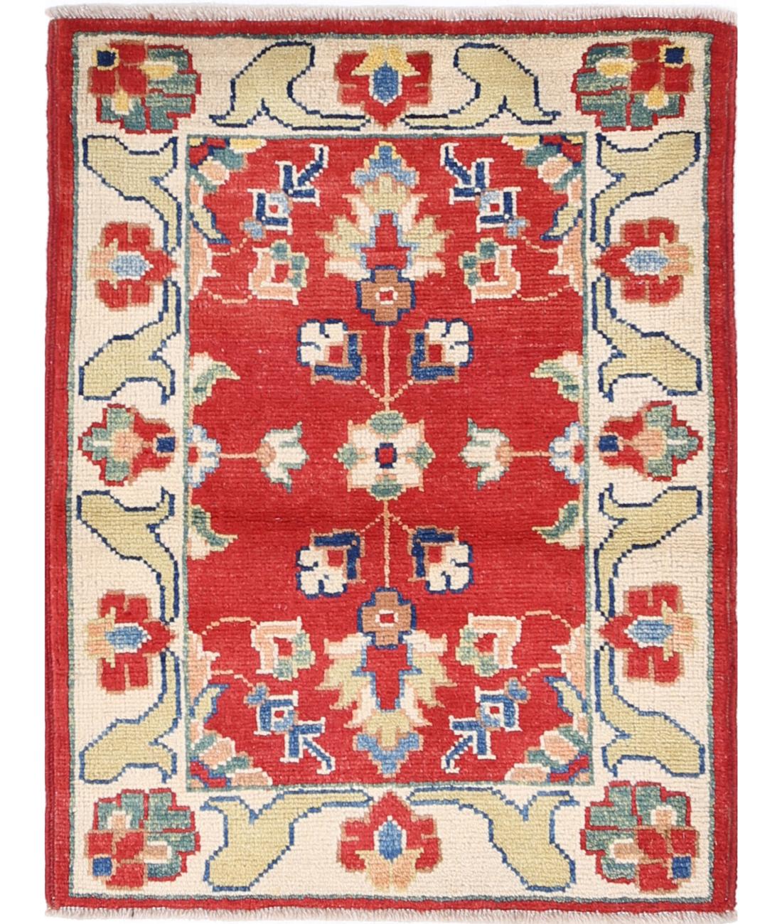 Hand Knotted Ziegler Farhan Gul Wool Rug - 2&#39;2&#39;&#39; x 3&#39;0&#39;&#39; 2&#39; 2&quot; X 3&#39; 0&quot; (66 X 91) / Red / Ivory