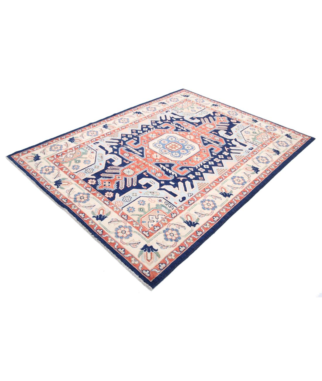 Hand Knotted Ziegler Farhan Gul Wool Rug - 5'7'' x 7'6'' 5' 7" X 7' 6" (170 X 229) / Blue / Ivory