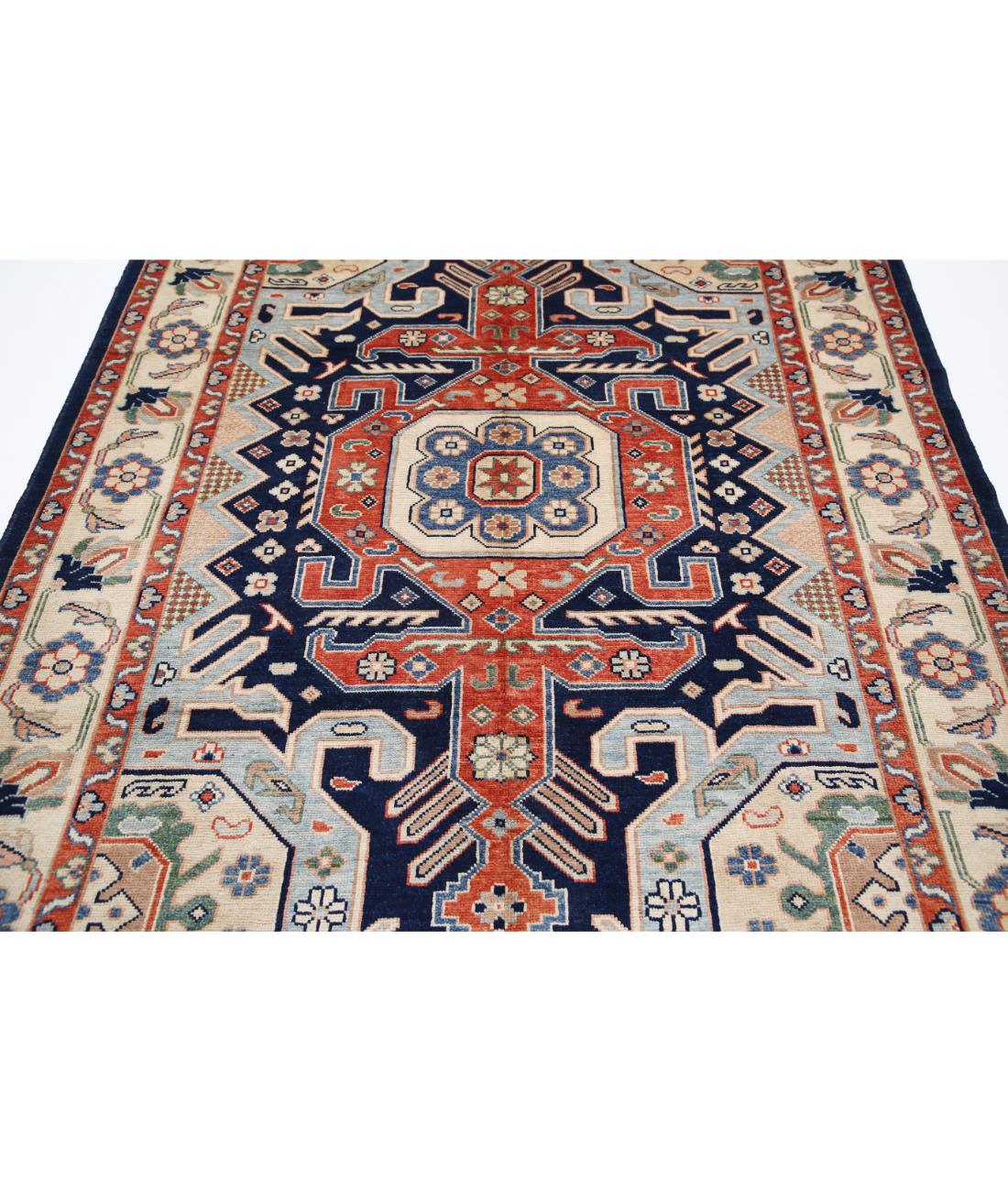 Hand Knotted Ziegler Farhan Gul Wool Rug - 5'7'' x 7'6'' 5' 7" X 7' 6" (170 X 229) / Blue / Ivory