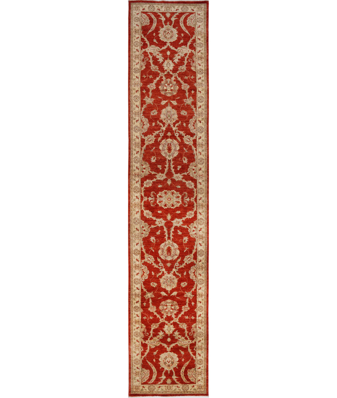 Hand Knotted Ziegler Farhan Wool Rug - 2&#39;7&#39;&#39; x 15&#39;2&#39;&#39; 2&#39; 7&quot; X 15&#39; 2&quot; (79 X 462) / Red / Ivory