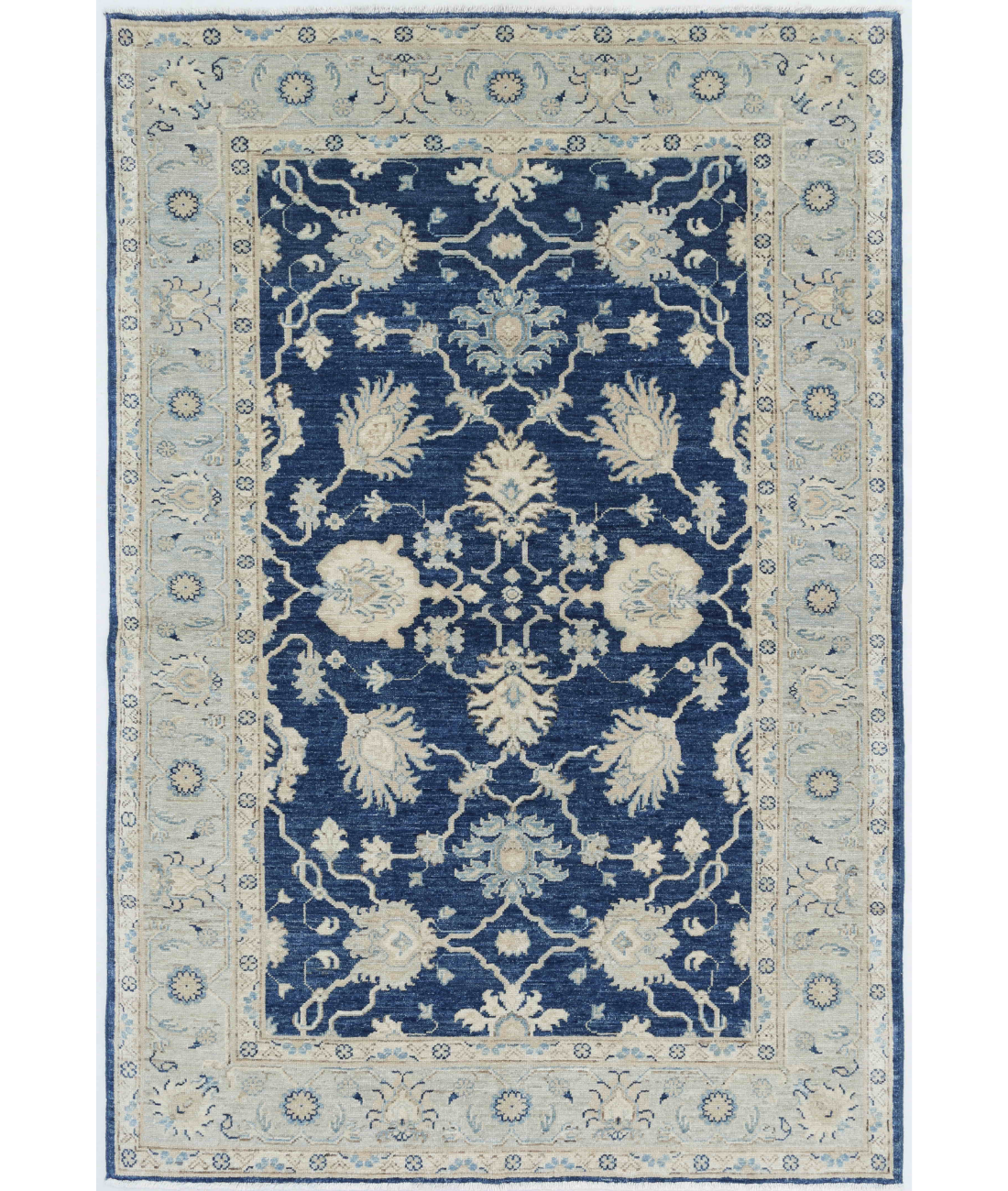 Hand Knotted Ziegler Wool Rug  - 4' 2" X 6' 3"