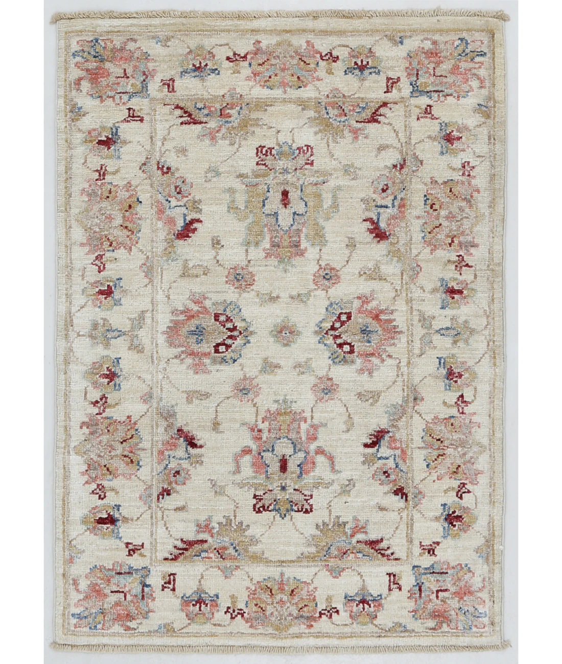 Hand Knotted Ziegler Wool Rug 2' 0" X 2' 10" 2' 0" X 2' 10" (61 X 86) / Ivory / Blue