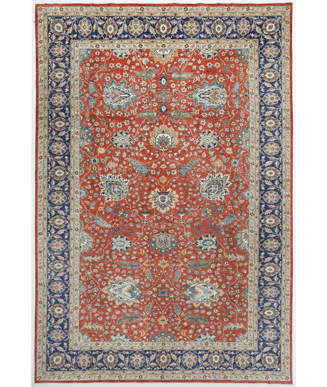 Hand Knotted Ziegler Wool Rug 11' 7" X 16' 11" 11' 7" X 16' 11" (353 X 516) / Red / Blue