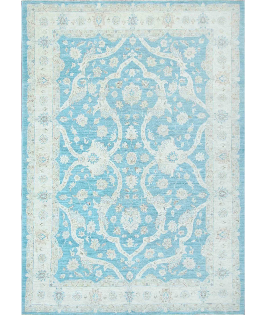 Hand Knotted Ziegler Wool Rug 5' 11" X 8' 7" 5' 11" X 8' 7" (180 X 262) / Teal / Ivory