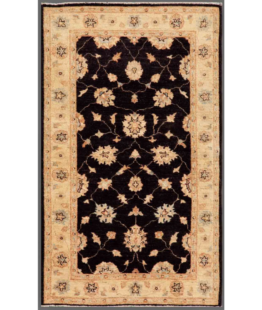 Hand Knotted Ziegler Wool Rug 3' 0" X 5' 0" 3' 0" X 5' 0" (91 X 152) / Black / Ivory