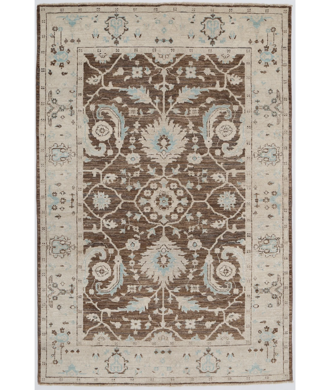 Hand Knotted Ziegler Wool Rug 3' 11" X 5' 11" 3' 11" X 5' 11" (119 X 180) / Brown / Ivory